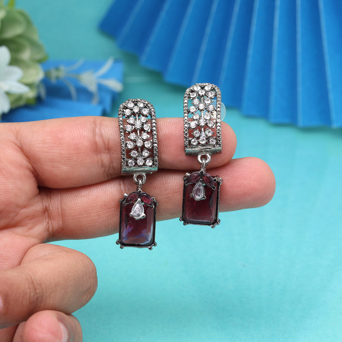 Berry Magenta Color Fashion Earrings