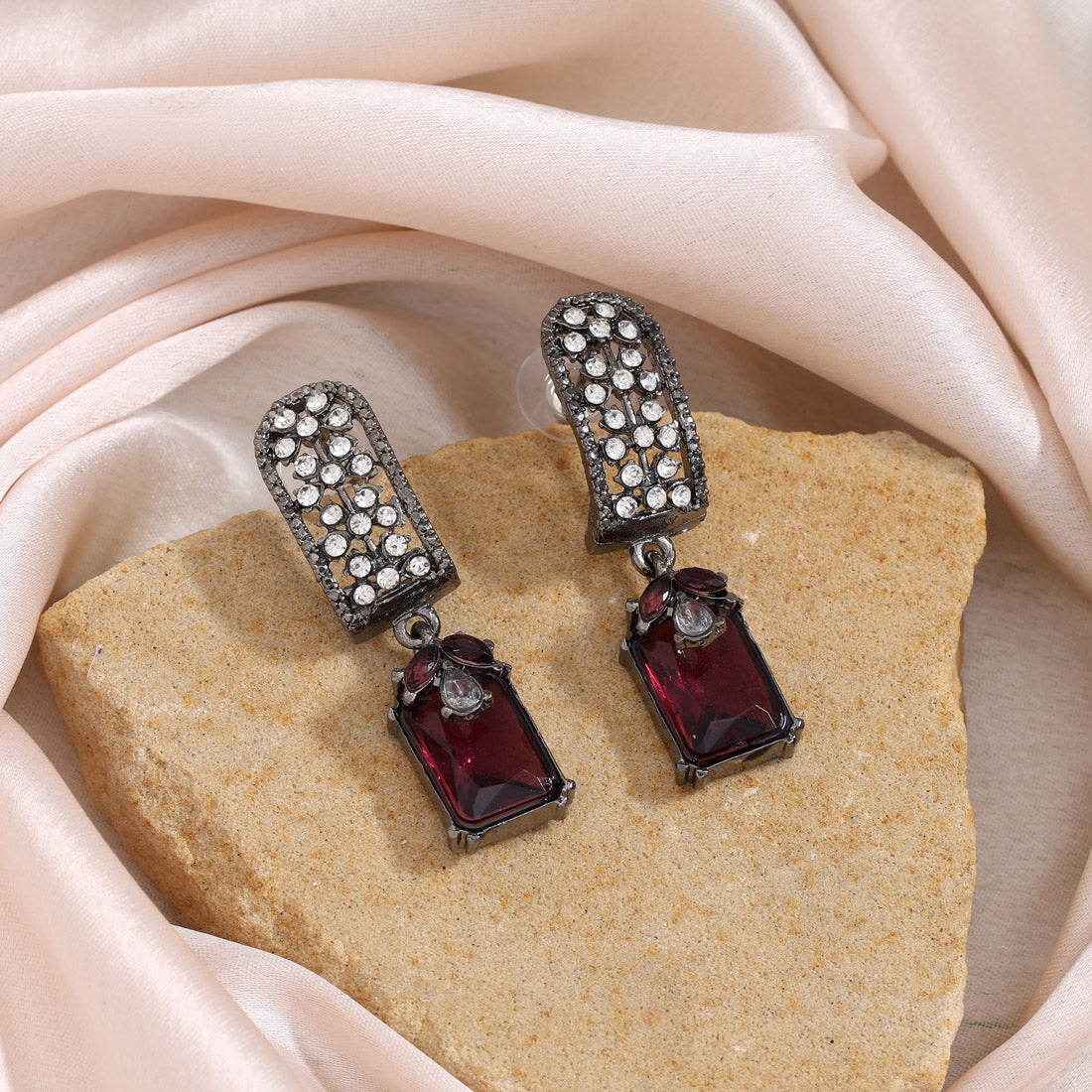 Berry Magenta Color Fashion Earrings