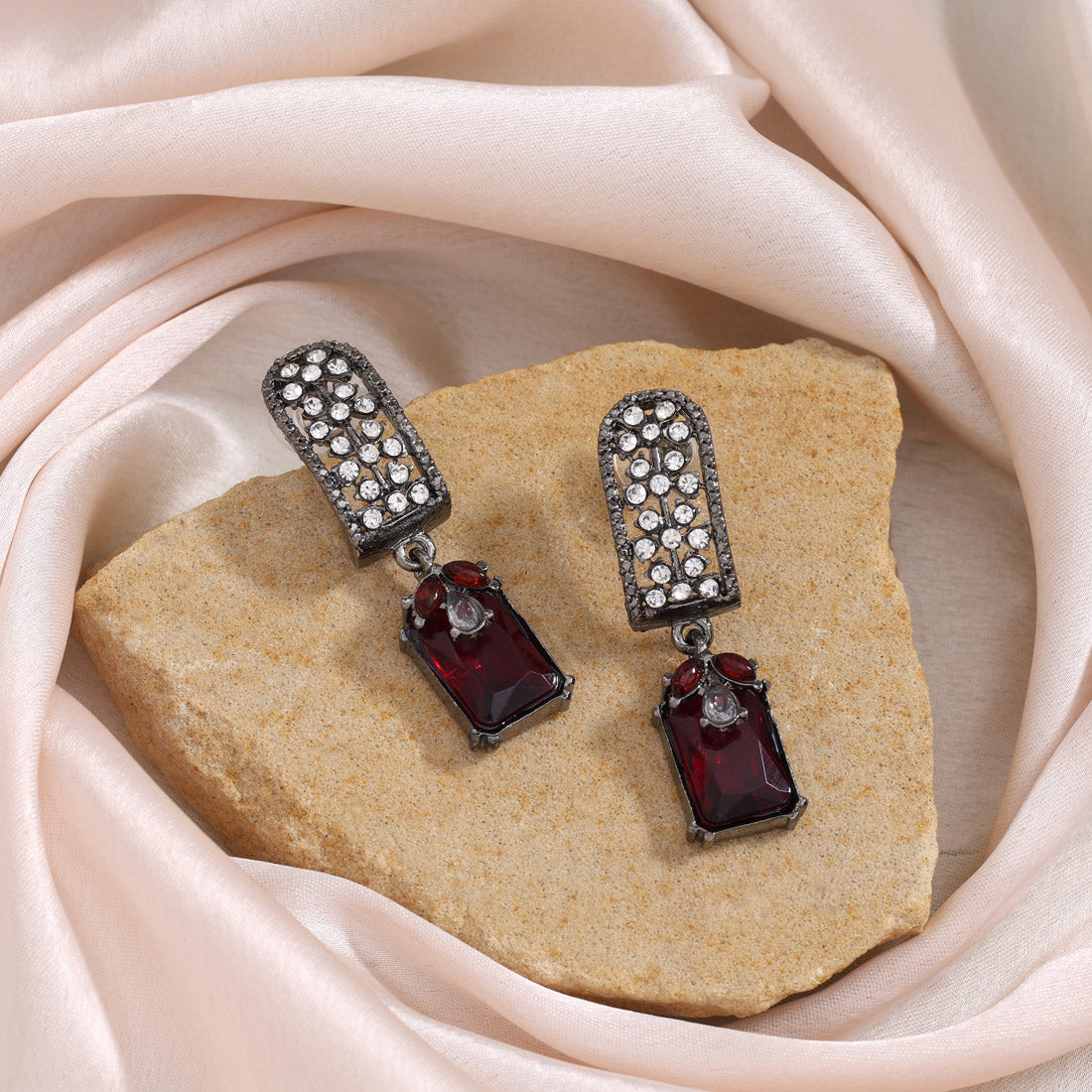 Berry Magenta Color Fashion Earrings