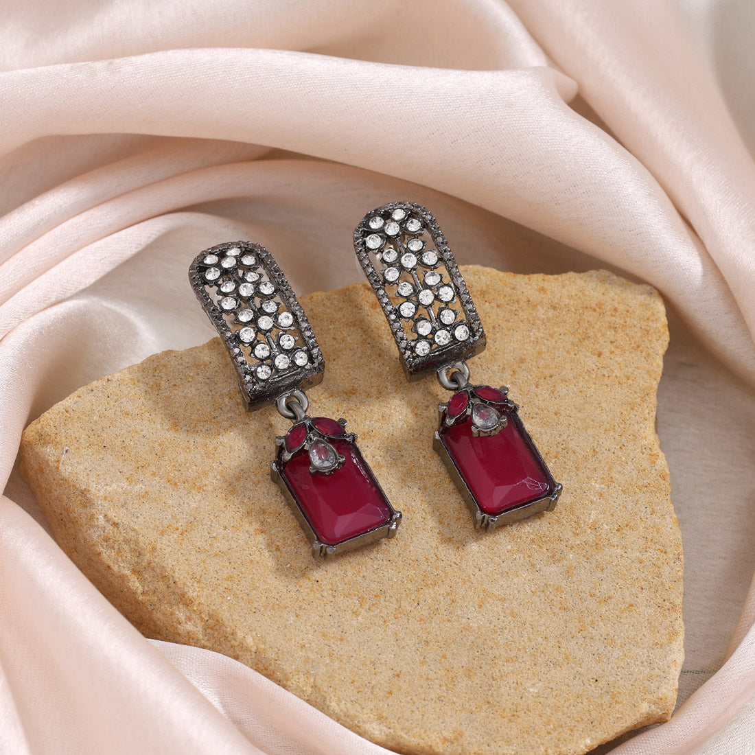 Berry Magenta Color Fashion Earrings