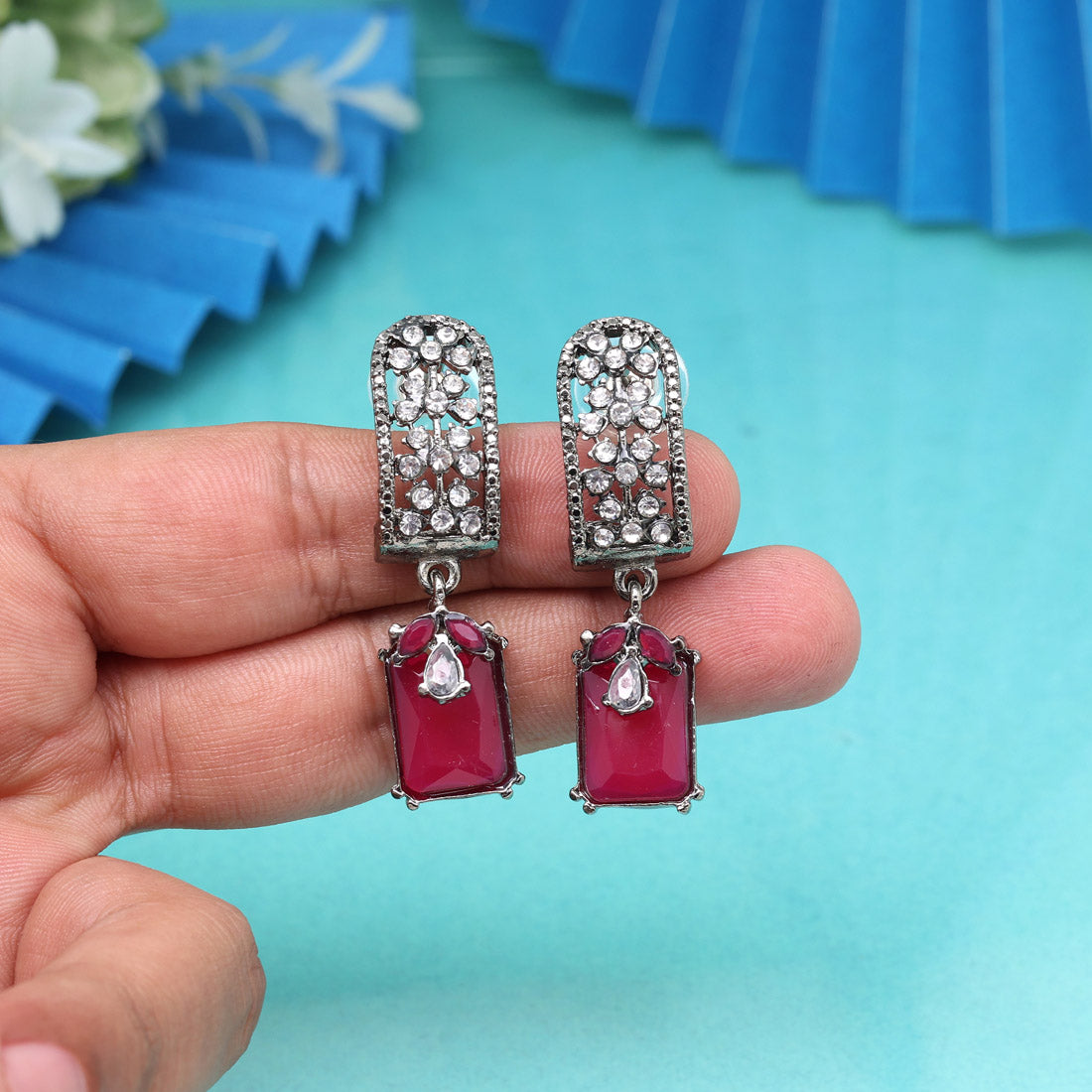 Berry Magenta Color Fashion Earrings