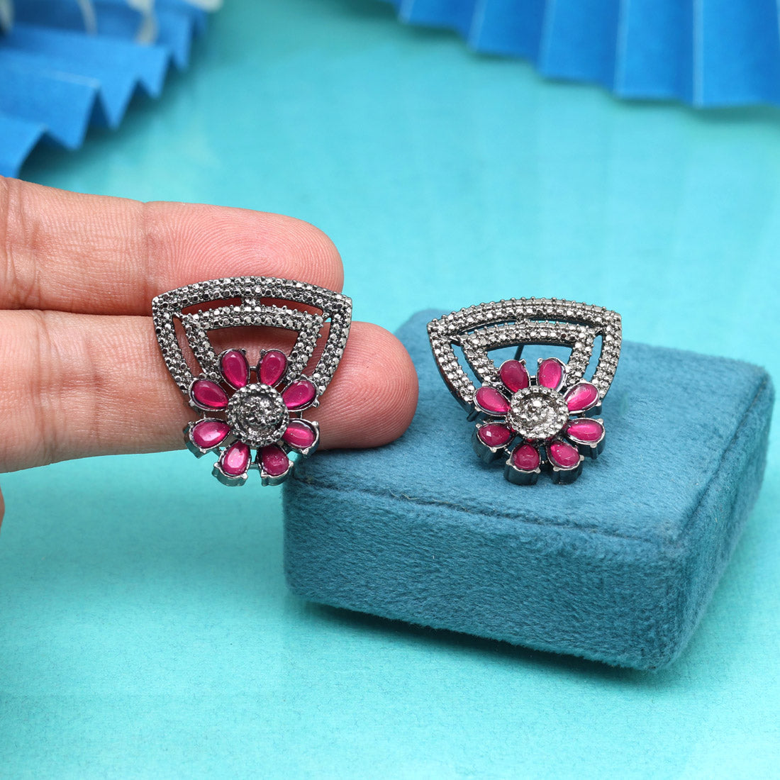 Wine Maroon Color Fashion Earrings