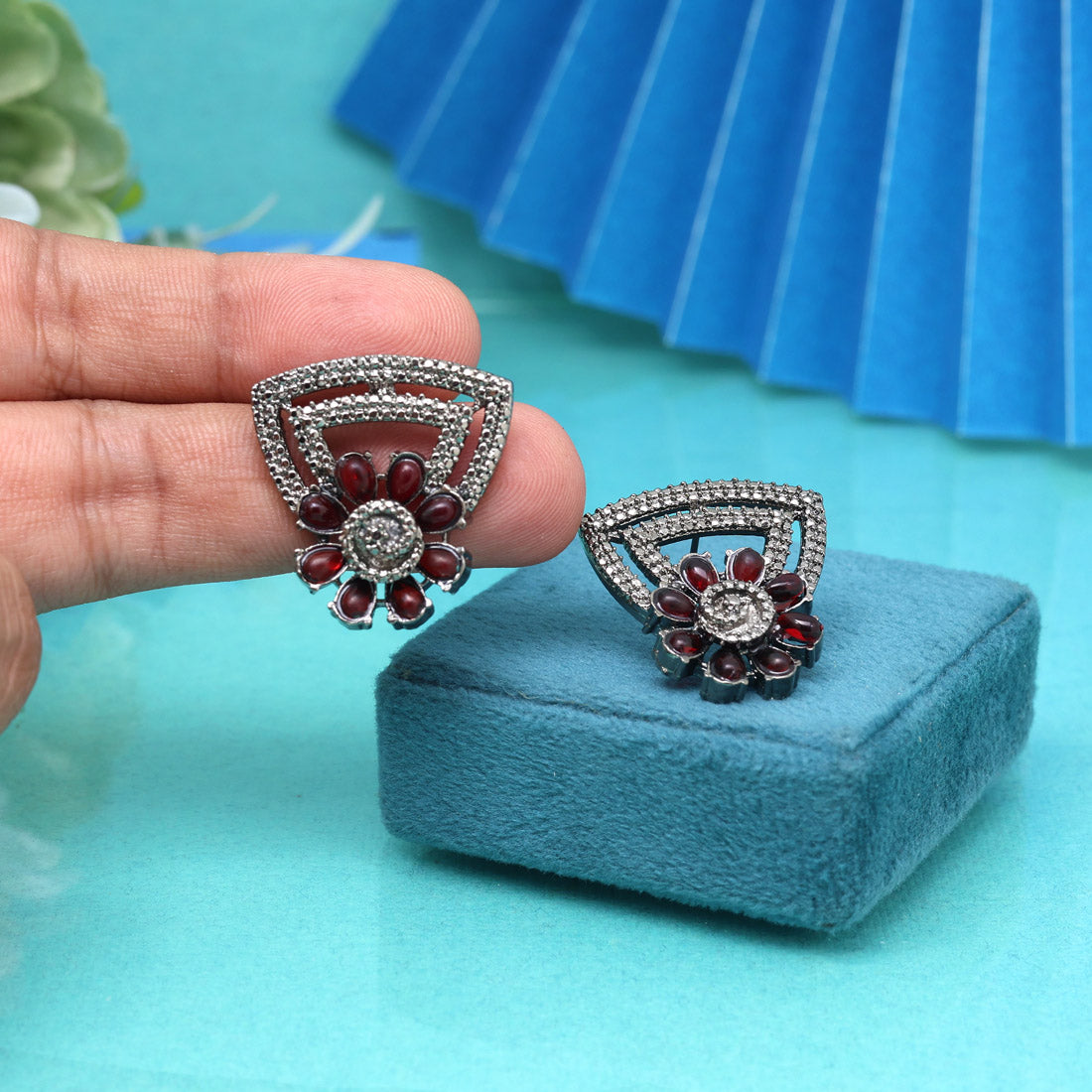 Wine Maroon Color Fashion Earrings