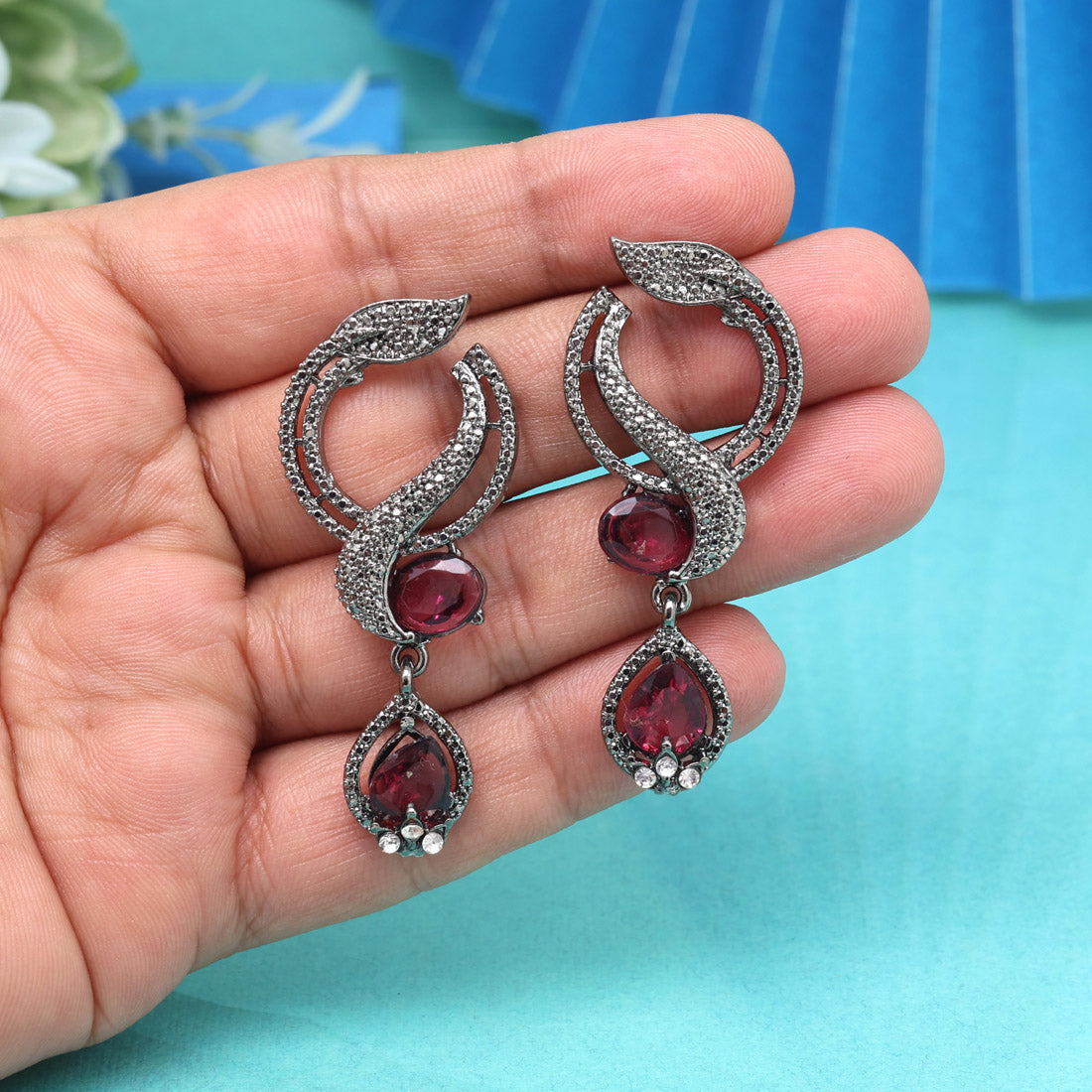 Hot Magenta Color Fashion Earrings