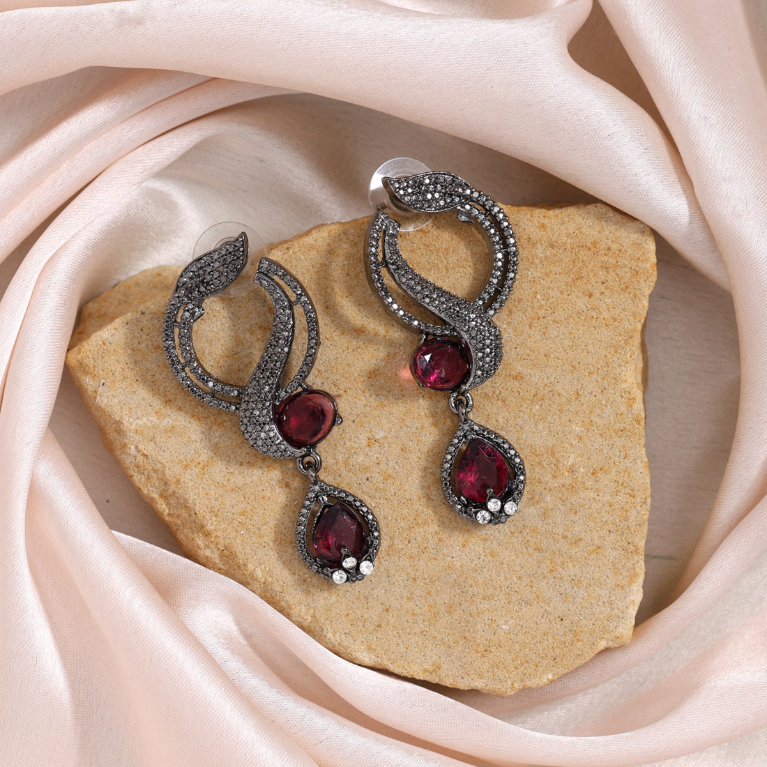 Hot Magenta Color Fashion Earrings