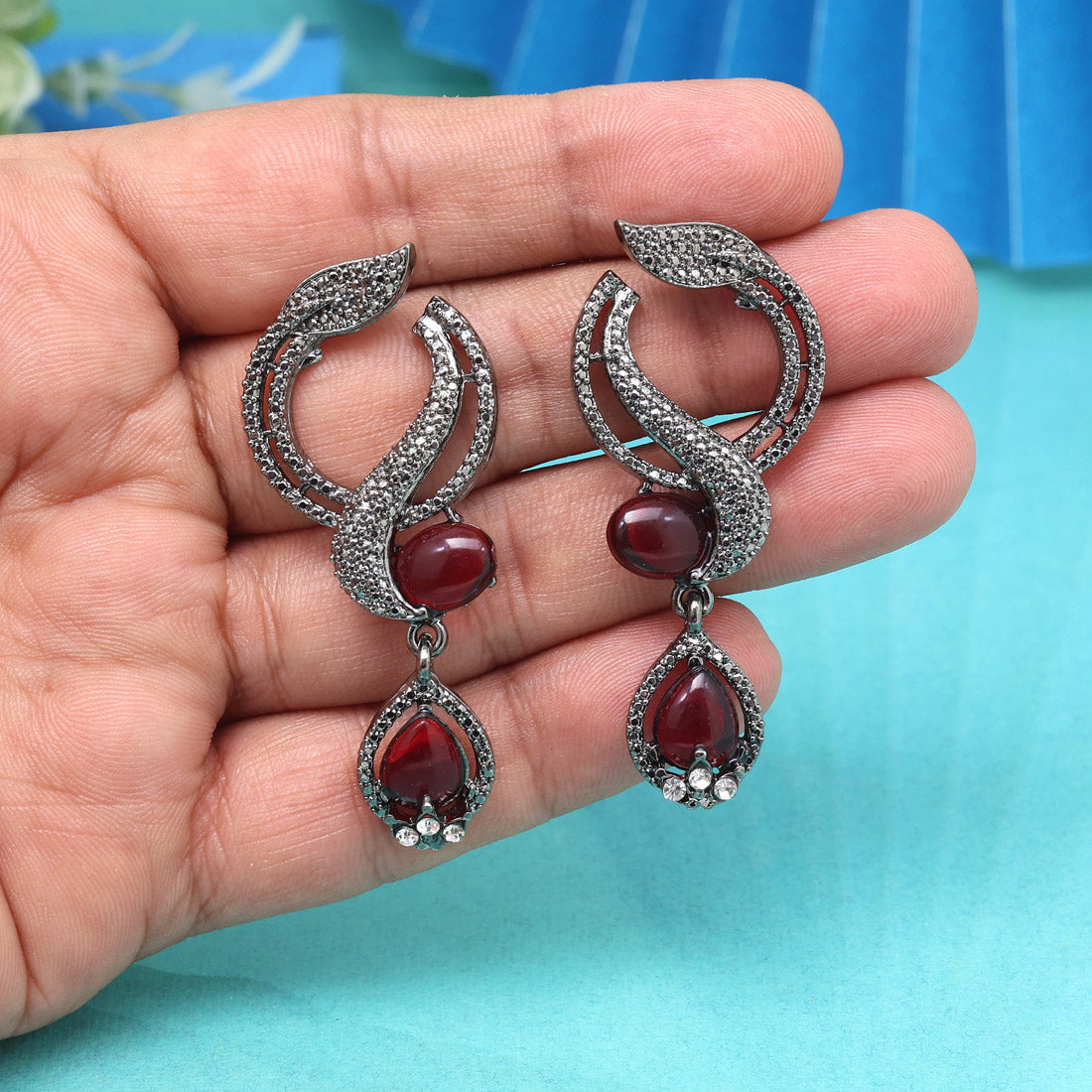 Hot Magenta Color Fashion Earrings