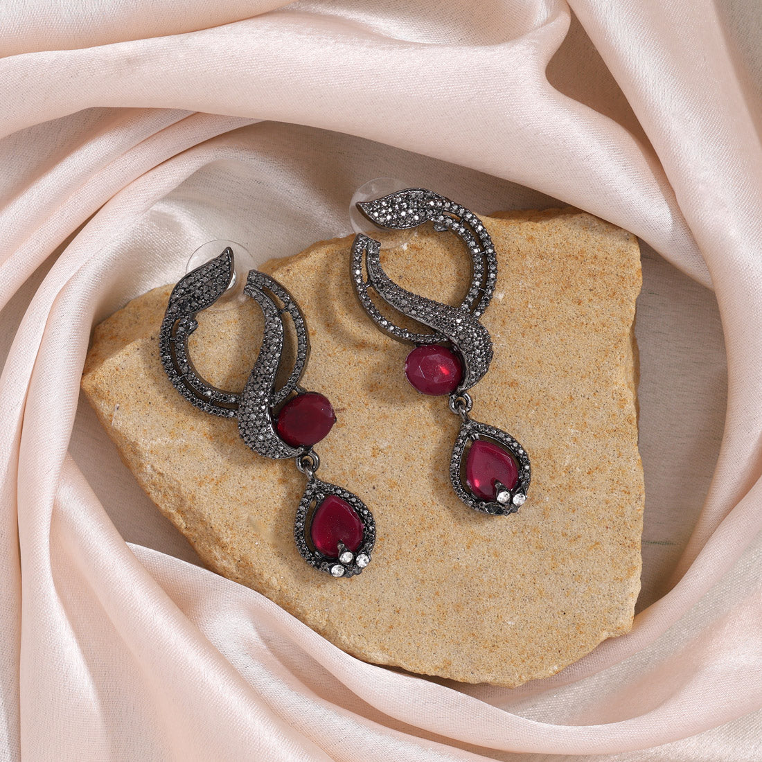 Hot Magenta Color Fashion Earrings