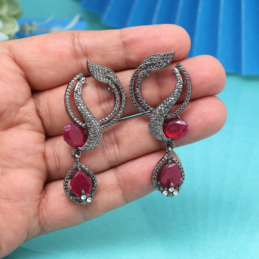 Hot Magenta Color Fashion Earrings