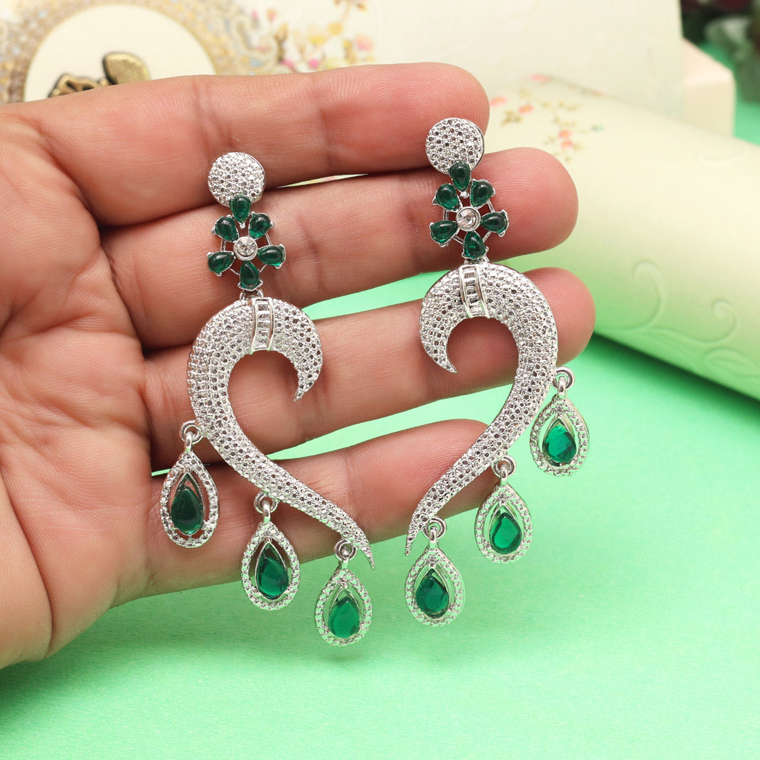 Trendy Green Color Fashion Earrings