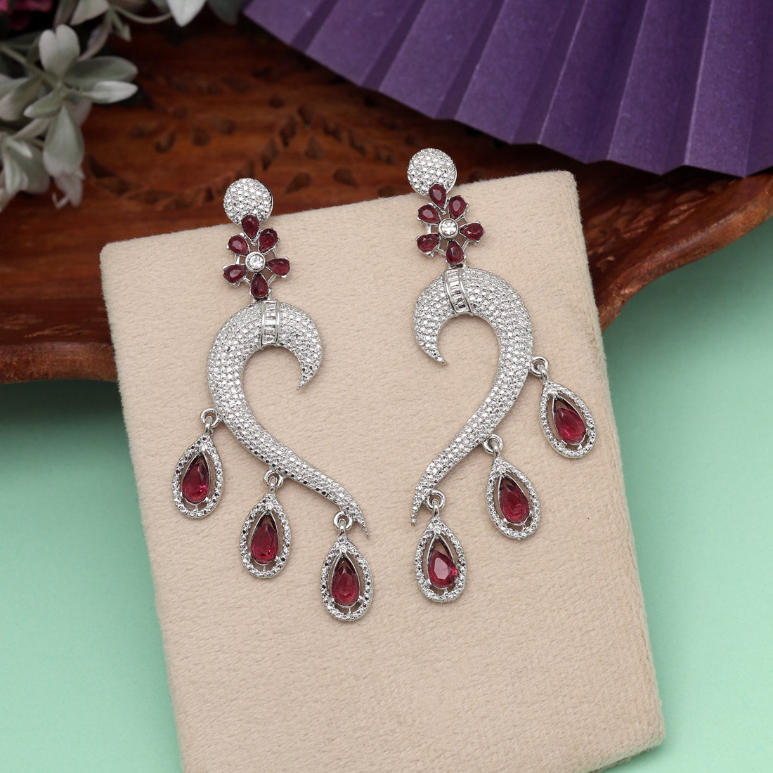 Vibrant Magenta Color Fashion Earrings