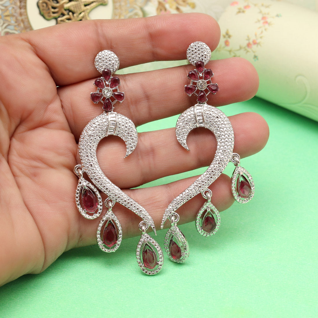 Vibrant Magenta Color Fashion Earrings