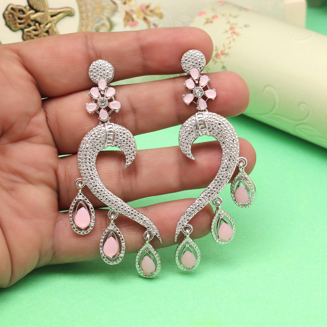 Elegant Pink Color Fashion Earrings