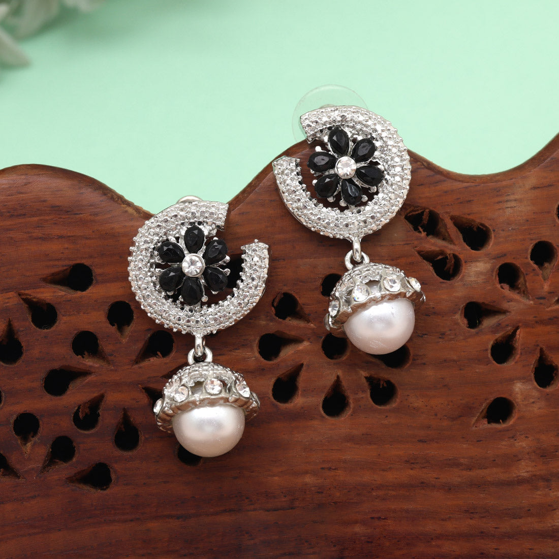 Bold Black Color Fashion Earrings