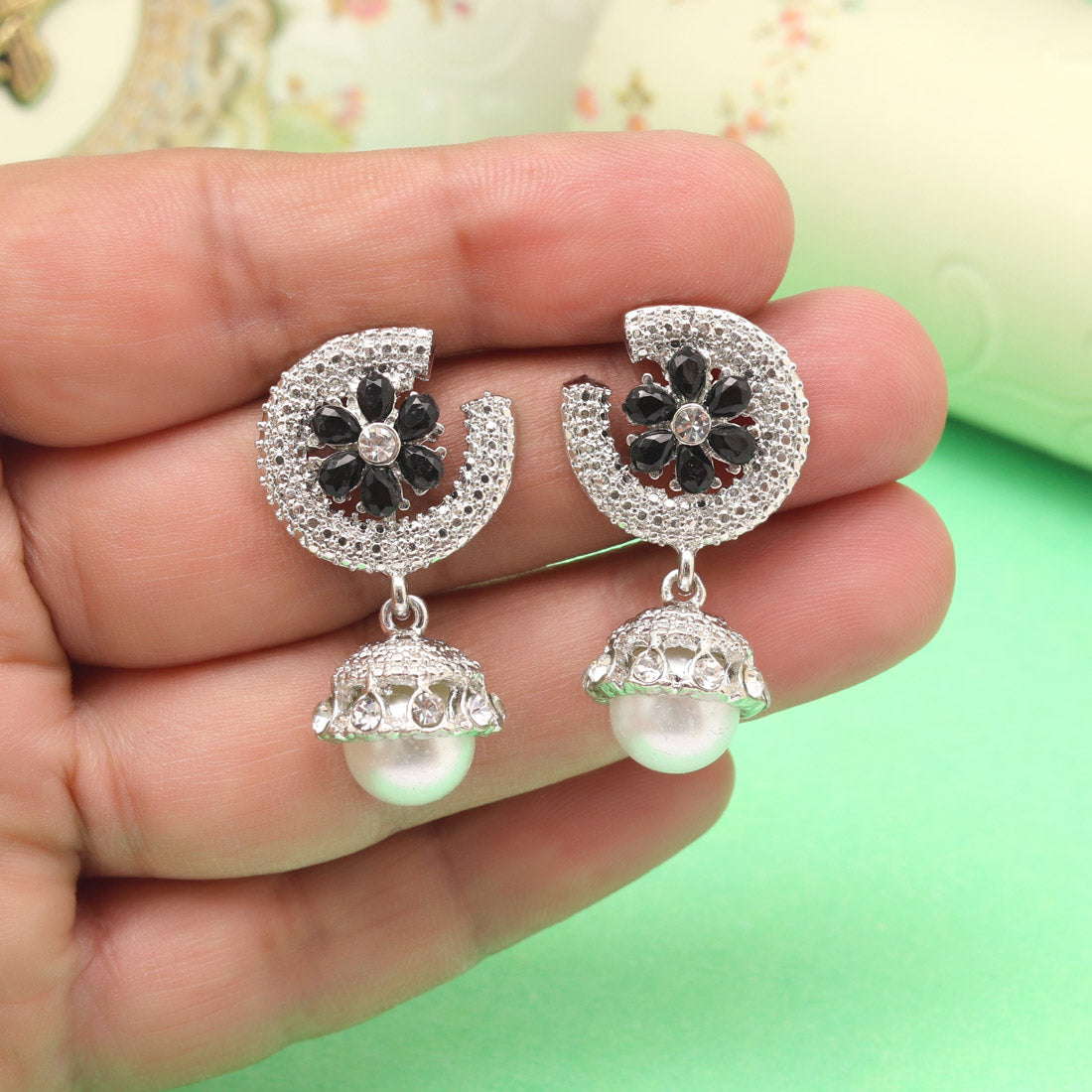 Bold Black Color Fashion Earrings