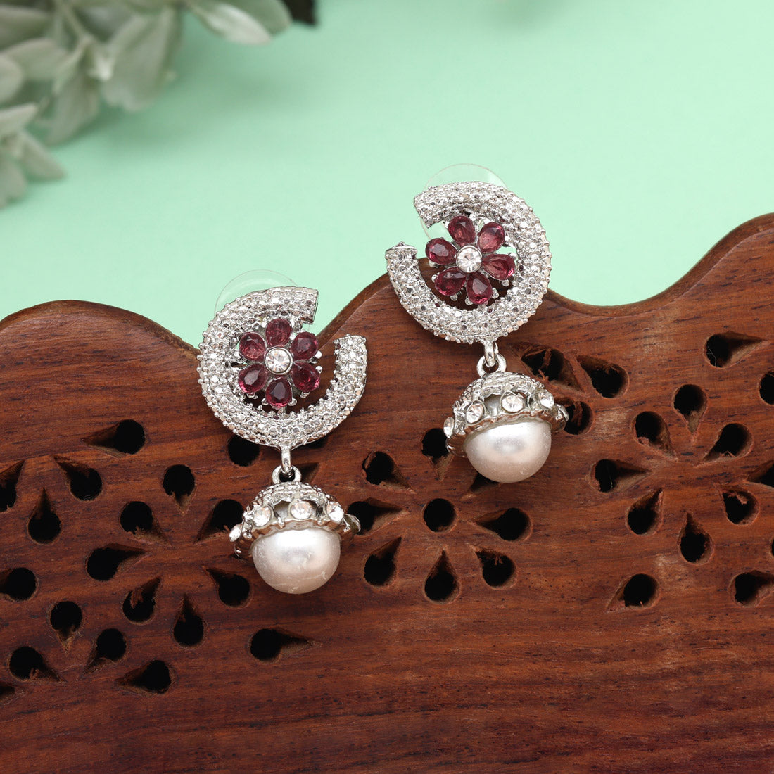 Dazzling Magenta Color Fashion Earrings