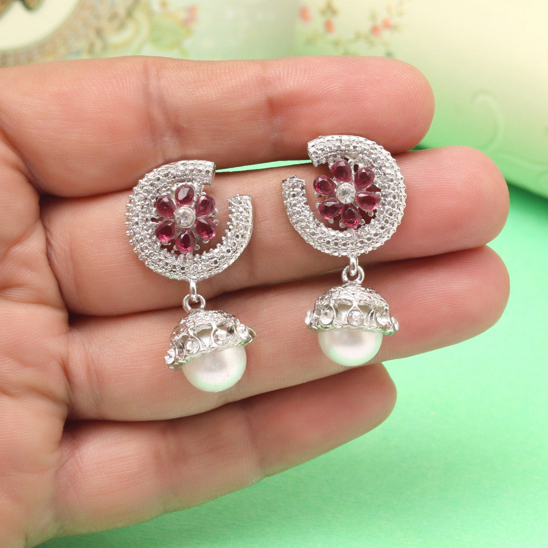 Dazzling Magenta Color Fashion Earrings