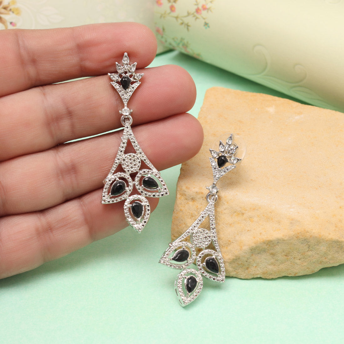 Glossy Black Color Fashion Earrings