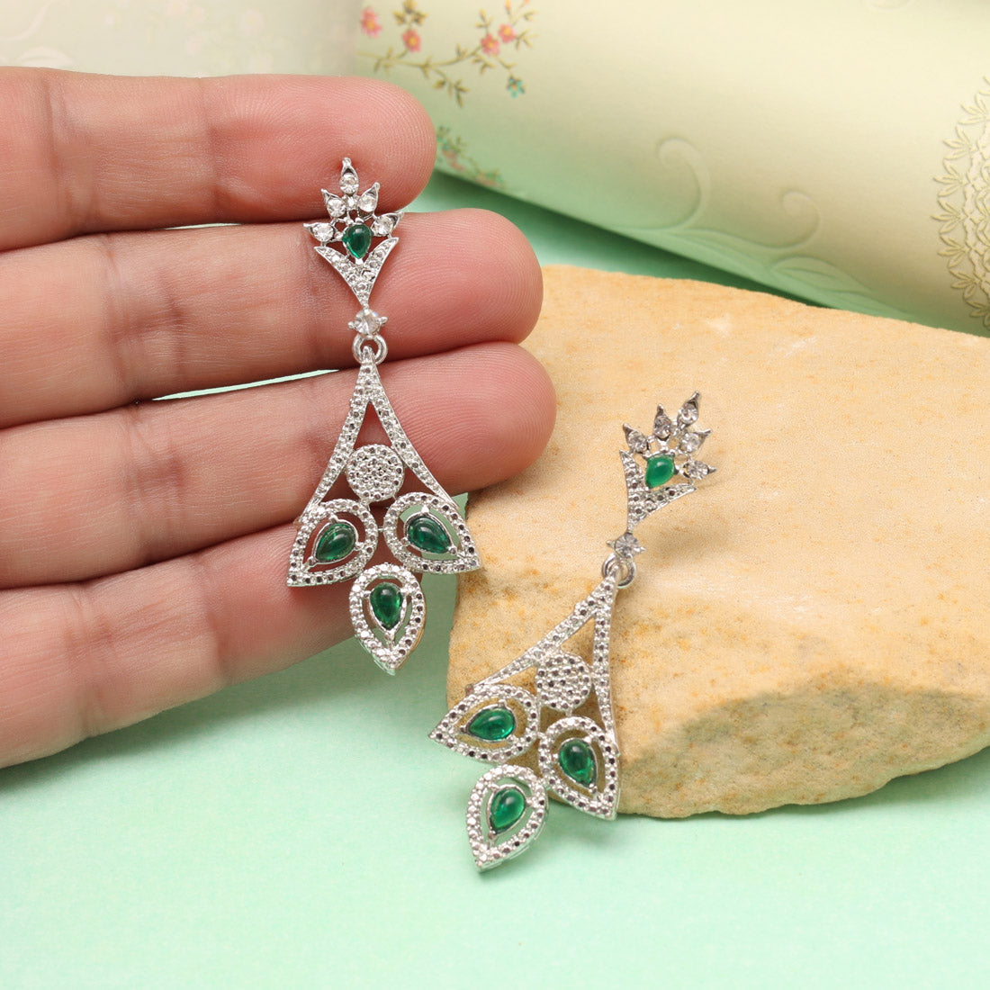 Serene Green Color Fashion Earrings