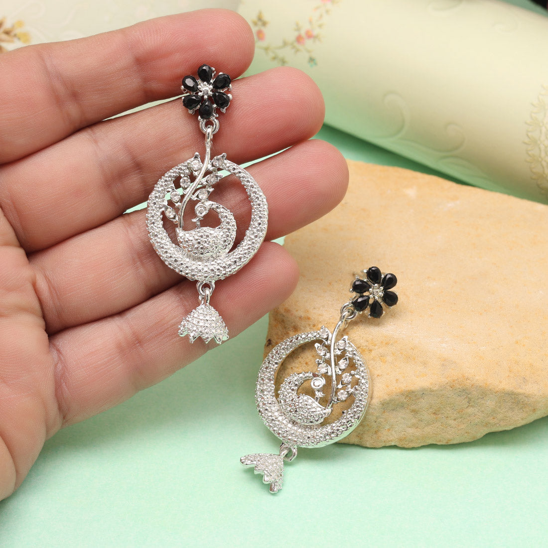 Edgy Black Color Fashion Earrings