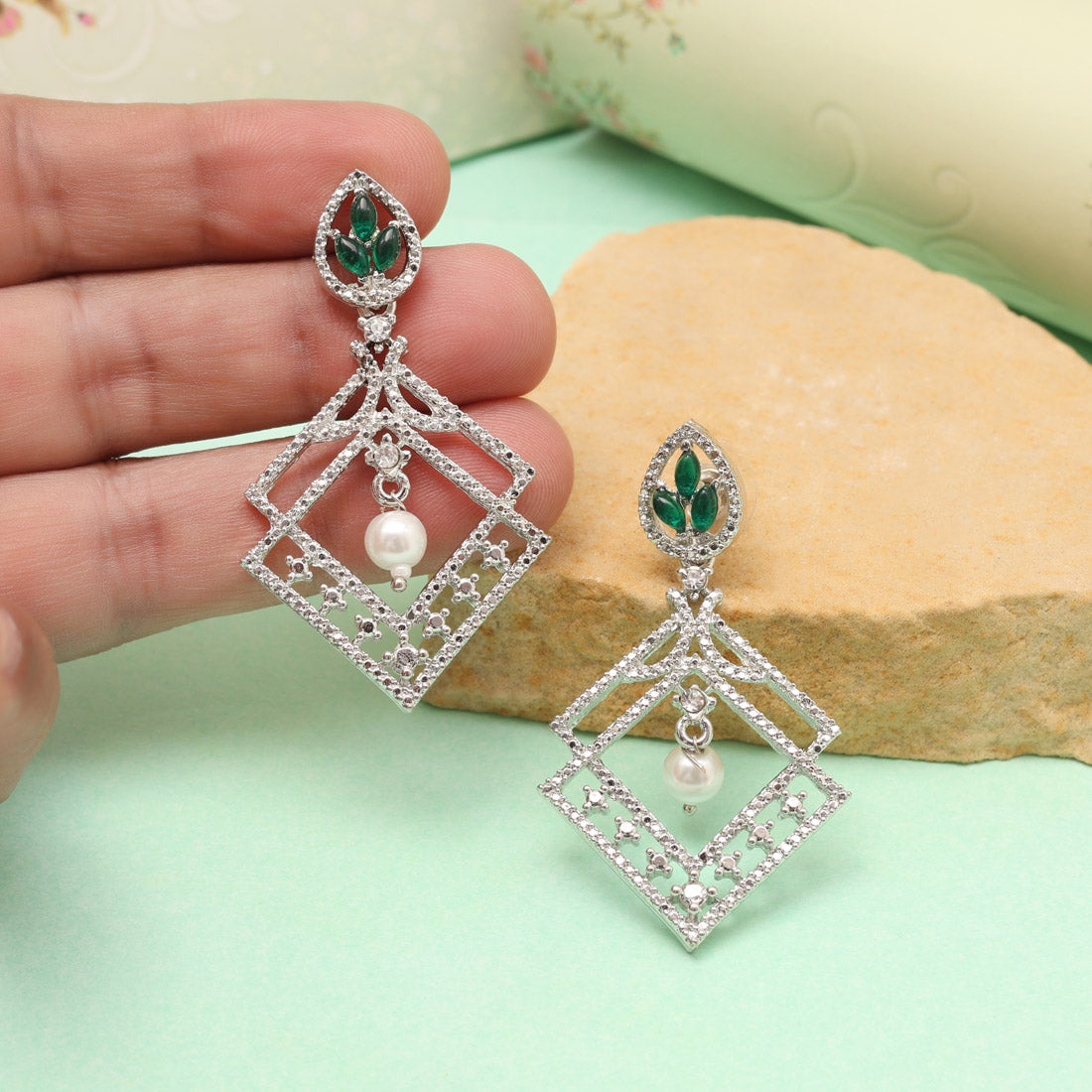 Earthy Green Color Fashion Earrings