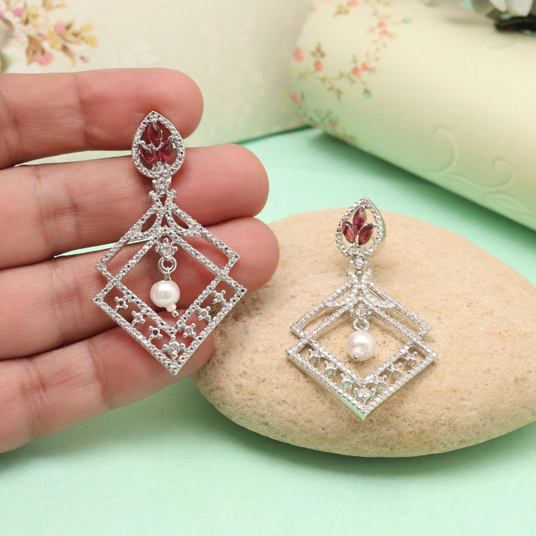 Glamorous Magenta Color Fashion Earrings