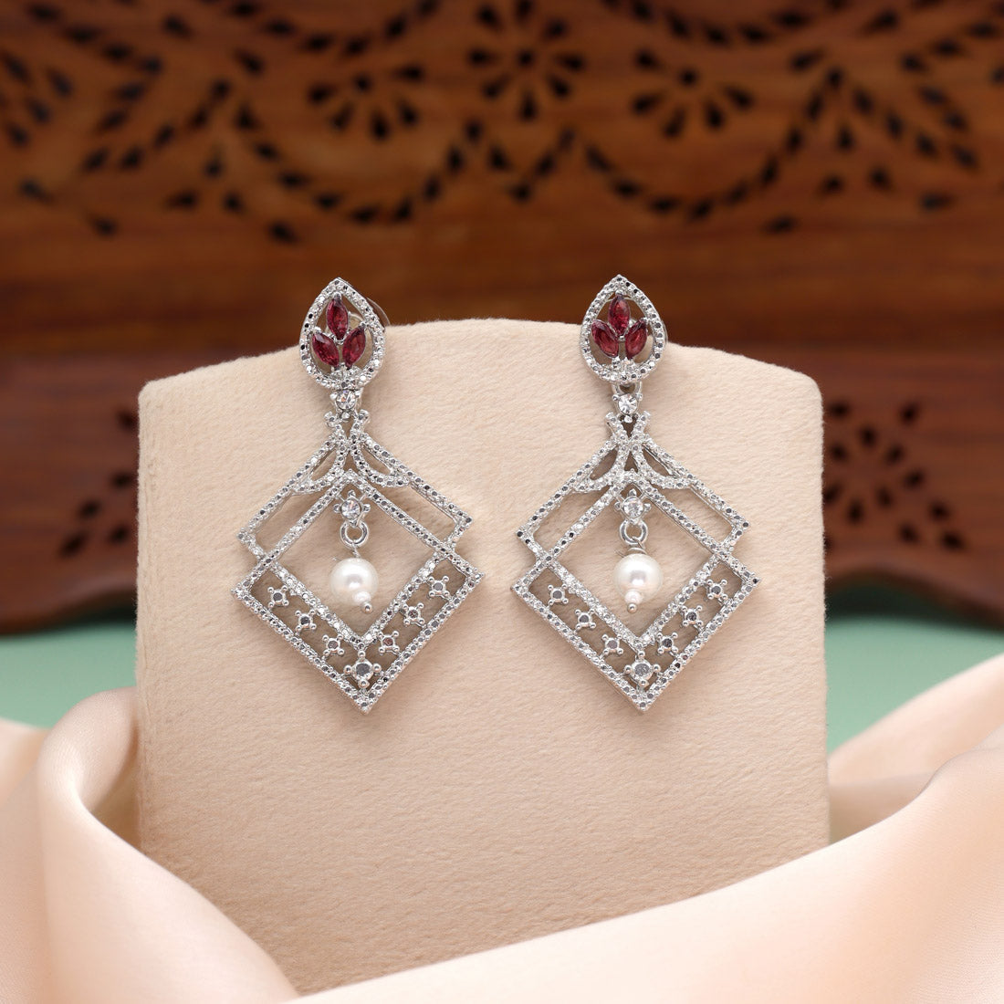 Glamorous Magenta Color Fashion Earrings