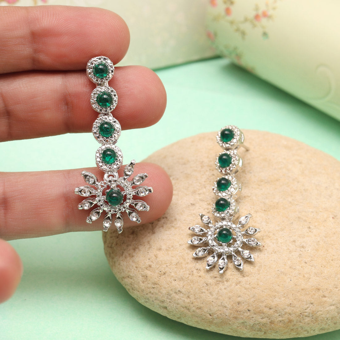 Mint Green Color Fashion Earrings