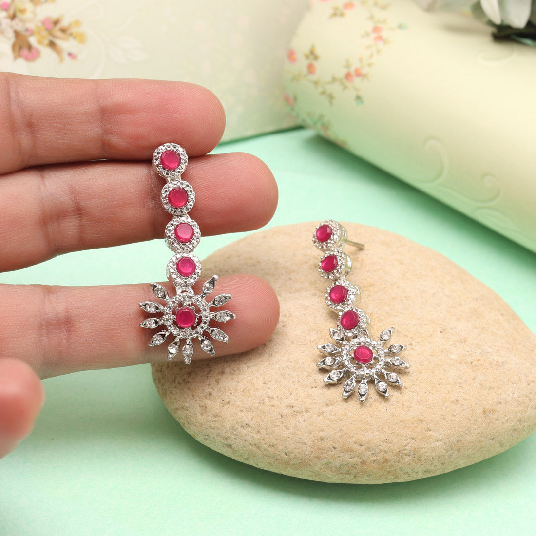 Mint Green Color Fashion Earrings
