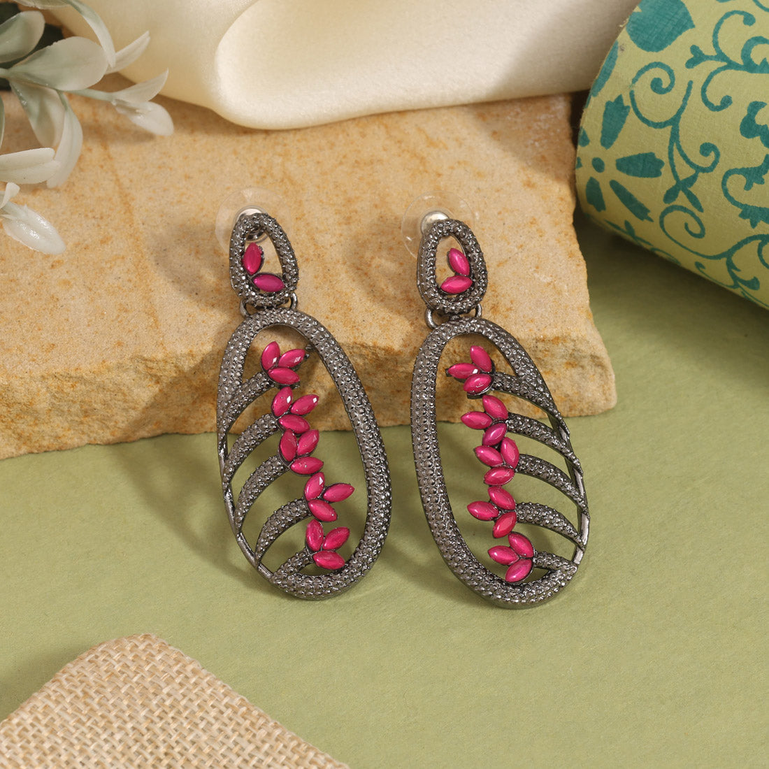 Rani Color Fashion Earrings With Beautiful Embellishments And Traditional Appeal