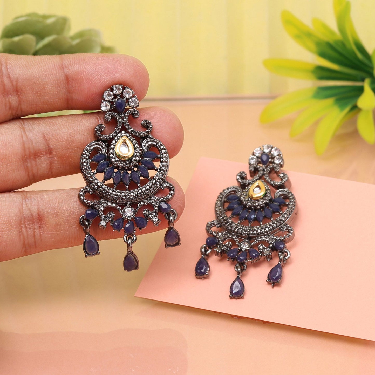 Stylish Blue Color Fashion Earrings Perfect For Evening And Office Wear
