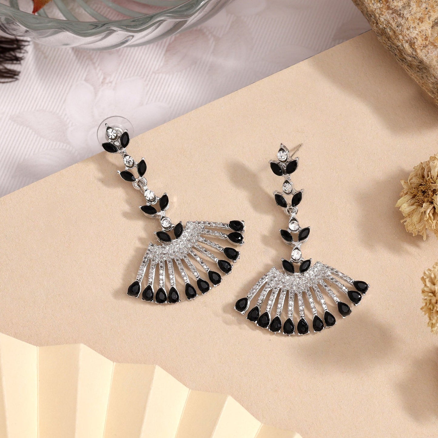 Sleek Black Color Fashion Earrings For Office And Everyday Versatility