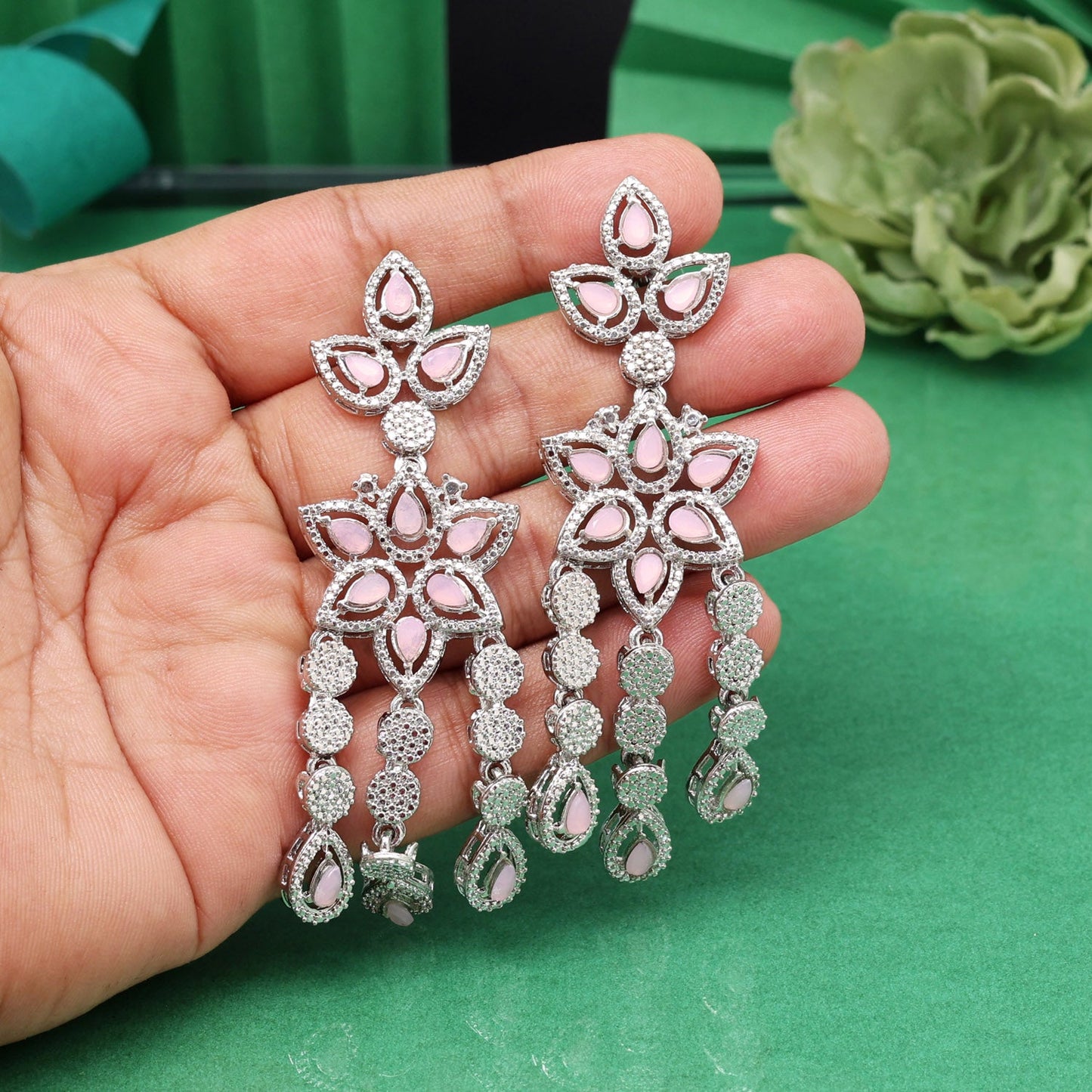 Baby Pink Color Fashion Earrings That Add Charm And Delicate Gracefulness
