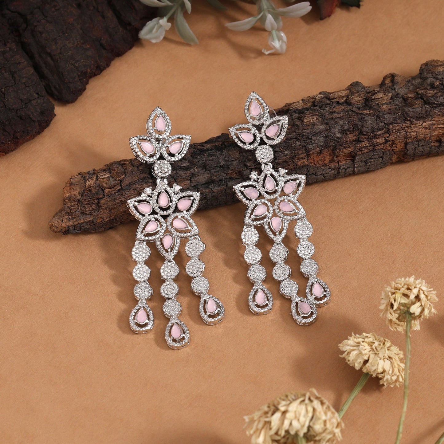 Baby Pink Color Fashion Earrings That Add Charm And Delicate Gracefulness