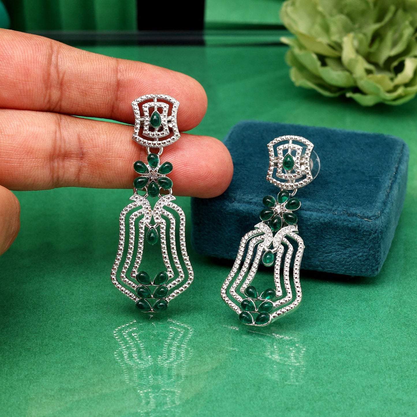 Vibrant Spring Green Color Fashion Earrings For Warm And Playful Looks
