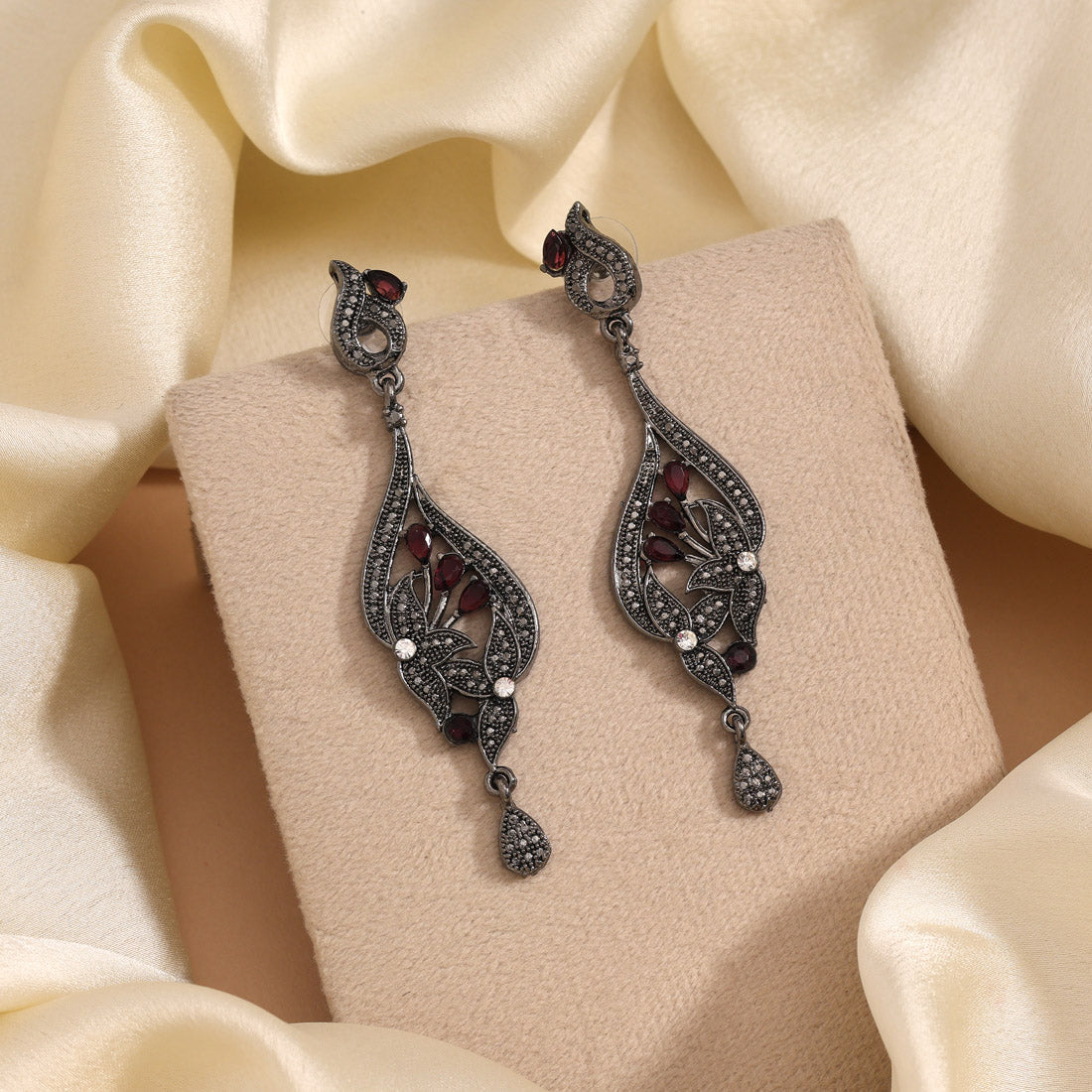 Magenta Color Fashion Earrings For Wedding Functions And Evening Outfits