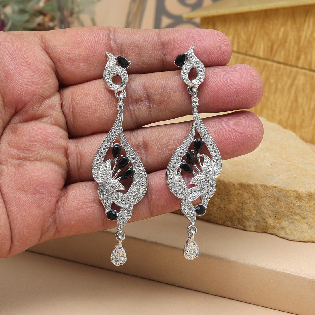 Black Color Fashion Earrings With Matte Texture And Modern Twist