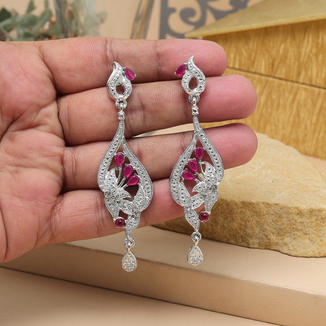 Rani Color Fashion Earrings With Drop Beads And Ethnic Feel