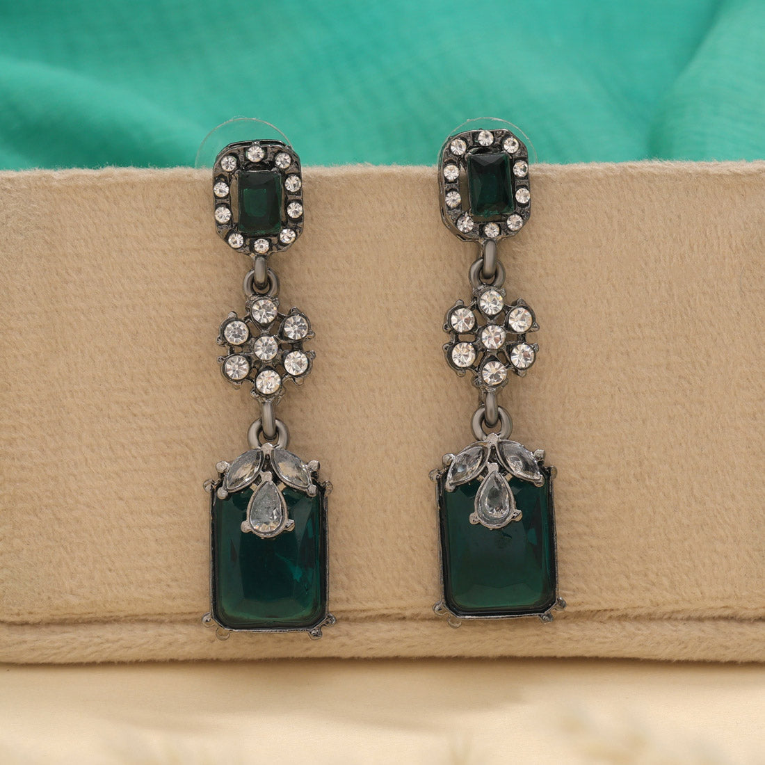 Green Color Fashion Earrings In Tribal Inspired Bold Statement Look