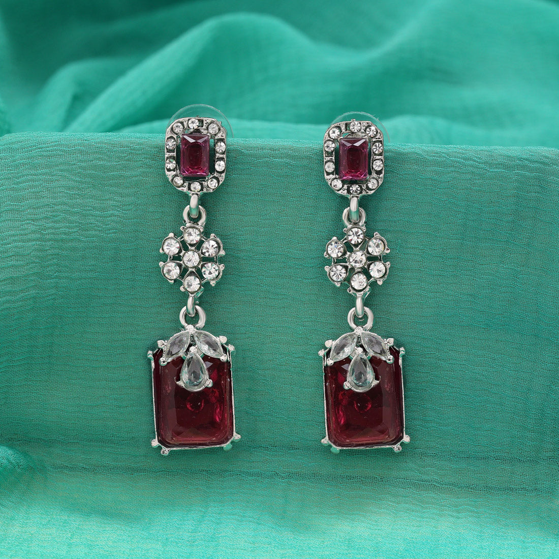 Magenta Color Fashion Earrings For Traditional Indian Outfit Styling