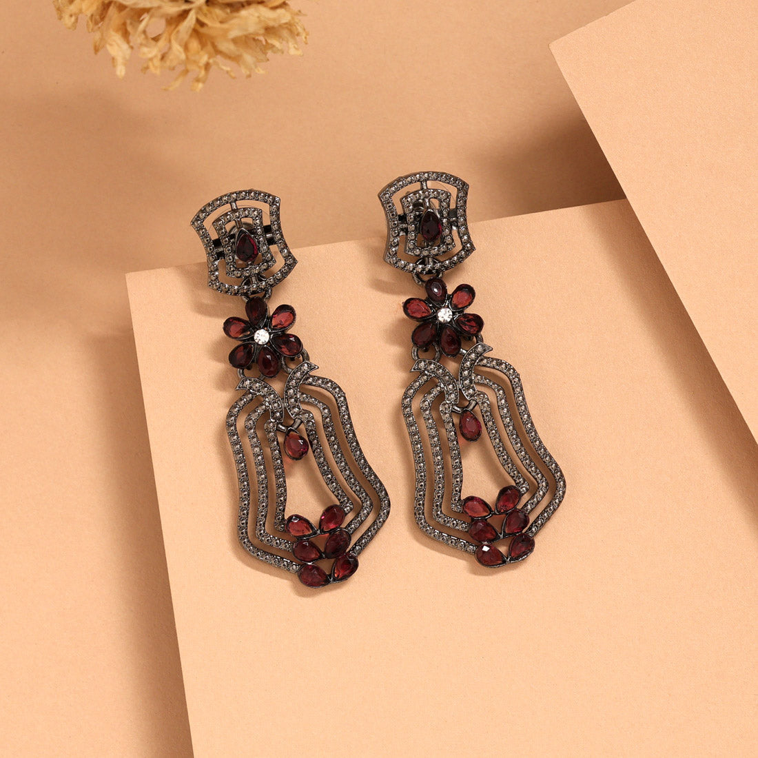 Magenta Color Fashion Earrings In Polki Style For Bridal Looks