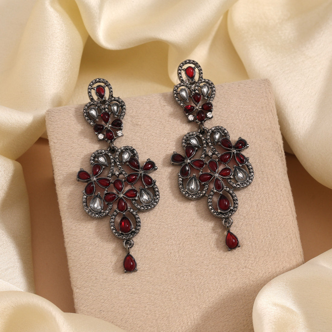 Orange Color Fashion Earrings With Ethnic Mirror Work For Weddings