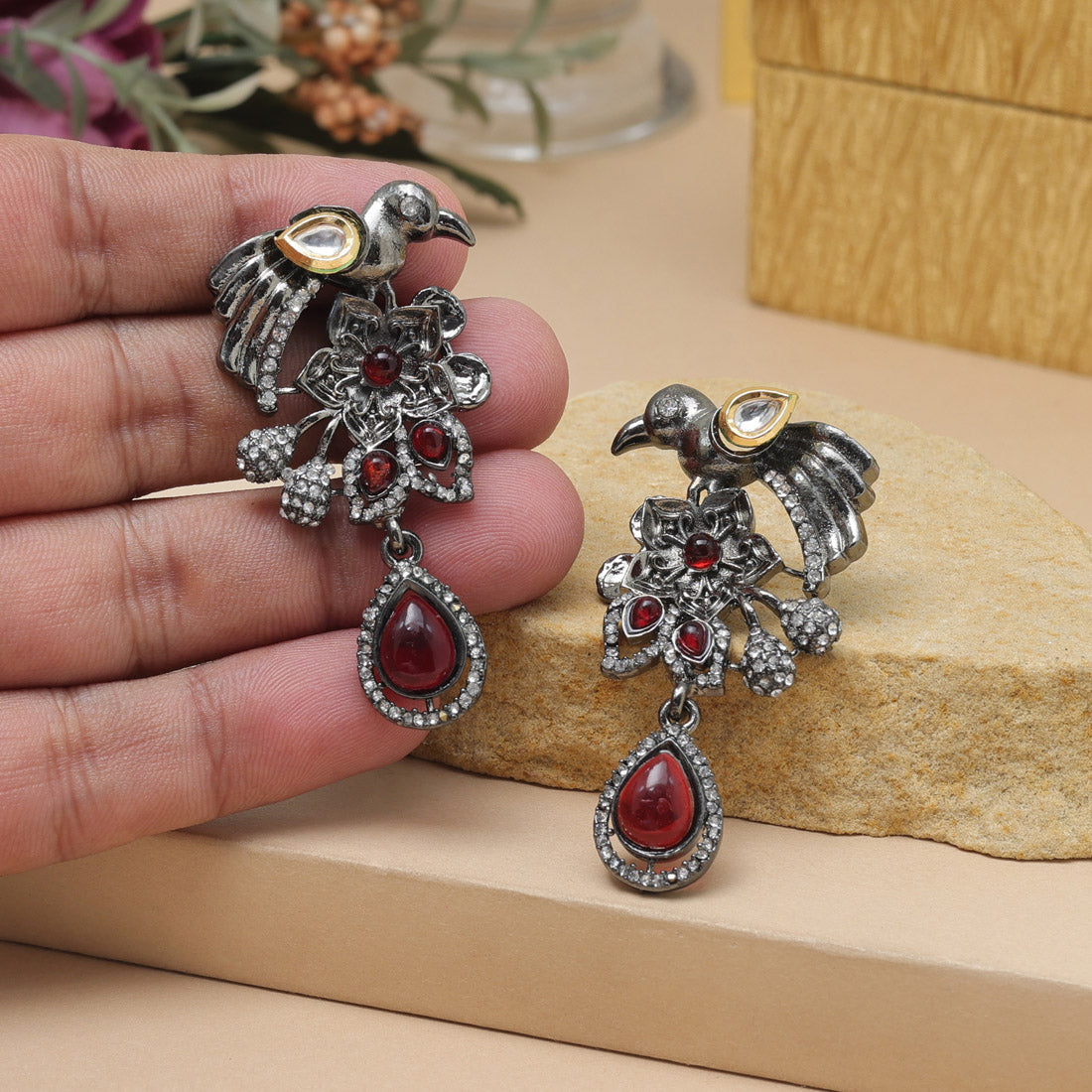 Orange Color Fashion Earrings With Fancy Detailing For Party Wear