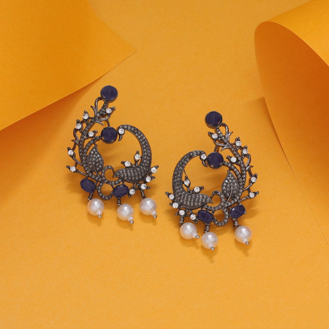 Blue Color Fashion Earrings In Lightweight Style With Fancy Finish