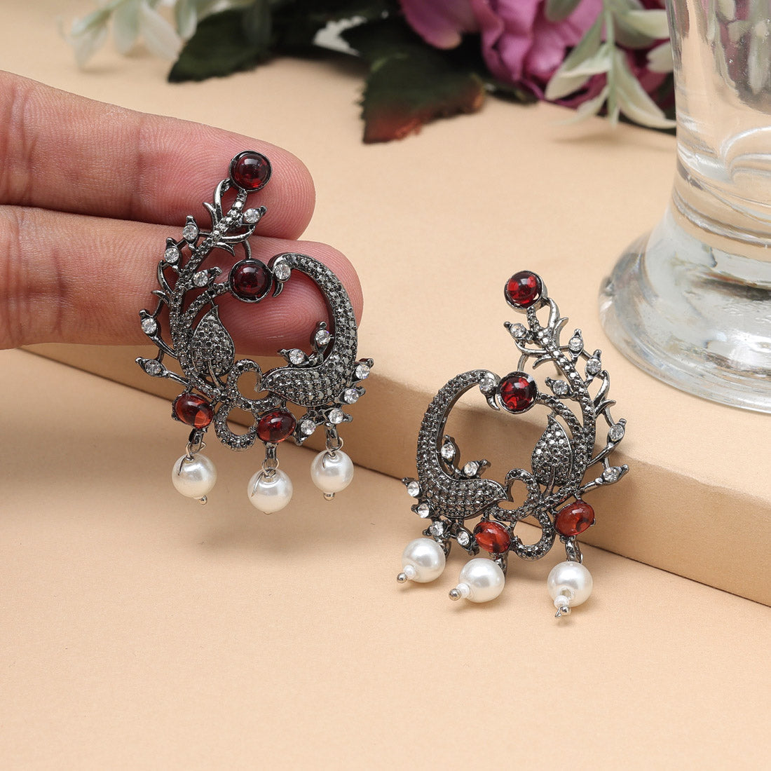 Orange Color Fashion Earrings For Wedding And Mehendi Ceremony Wear