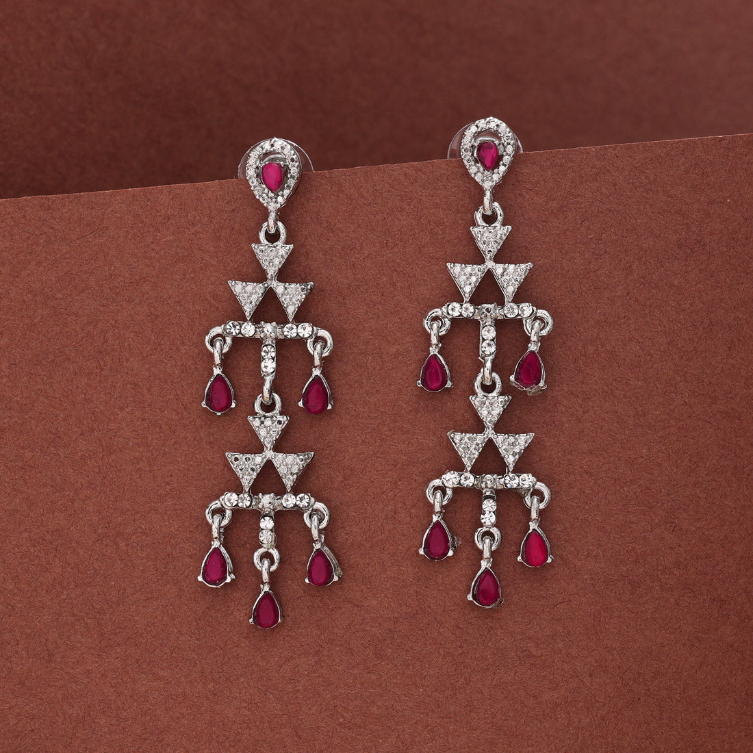 Magenta Color Fashion Earrings In Bold And Colorful Ethnic Fusion