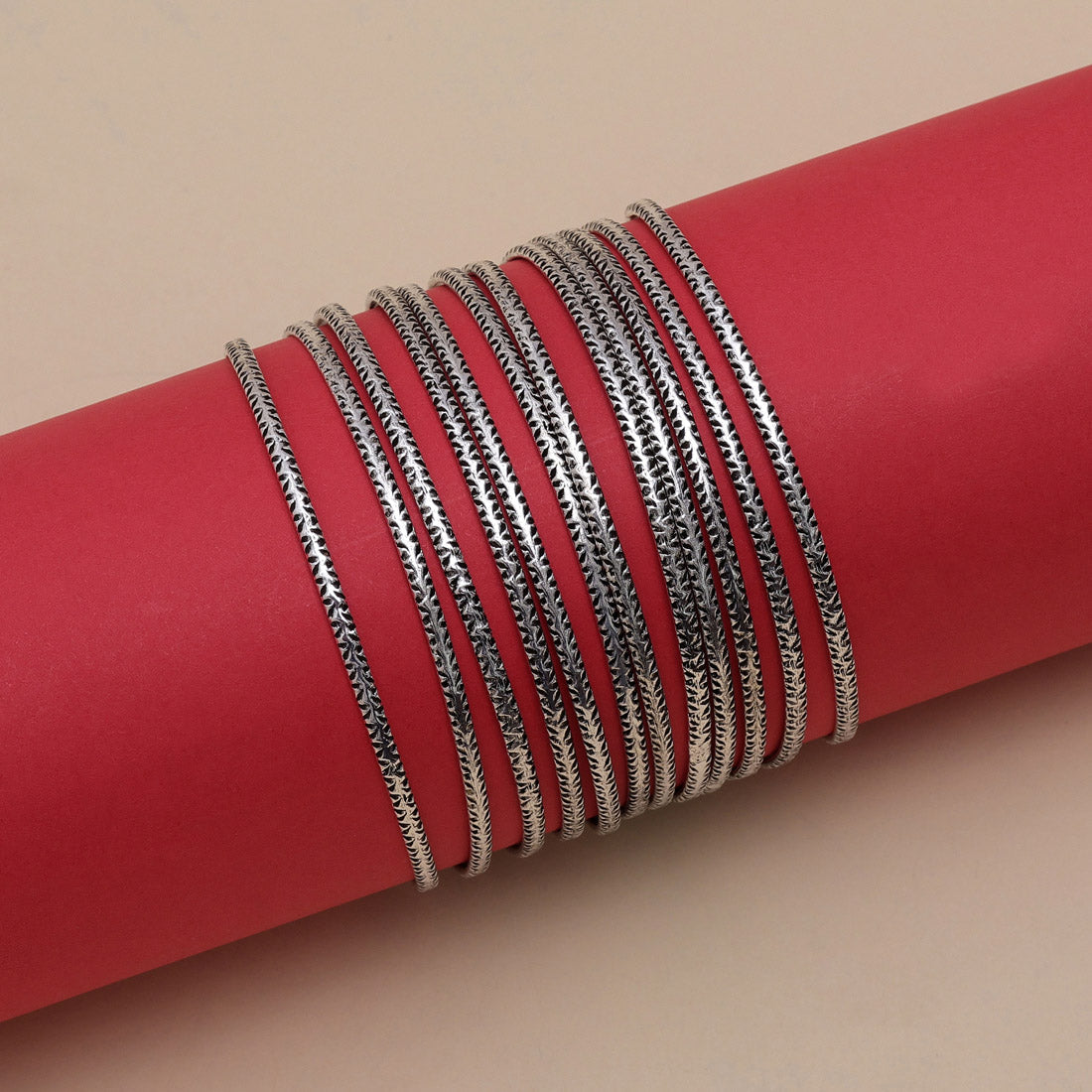 Silver Color Oxidised Bangle Set: 2.4 (GSB358SLV-2.4)