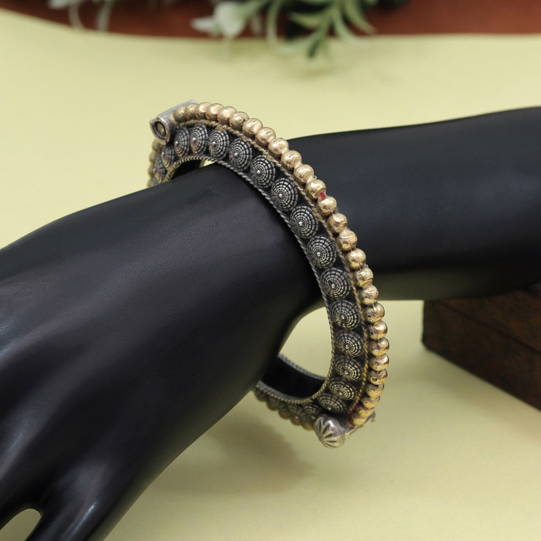 Gold & Silver Color Dual Tone Oxidised Bracelet (GSB365GS)