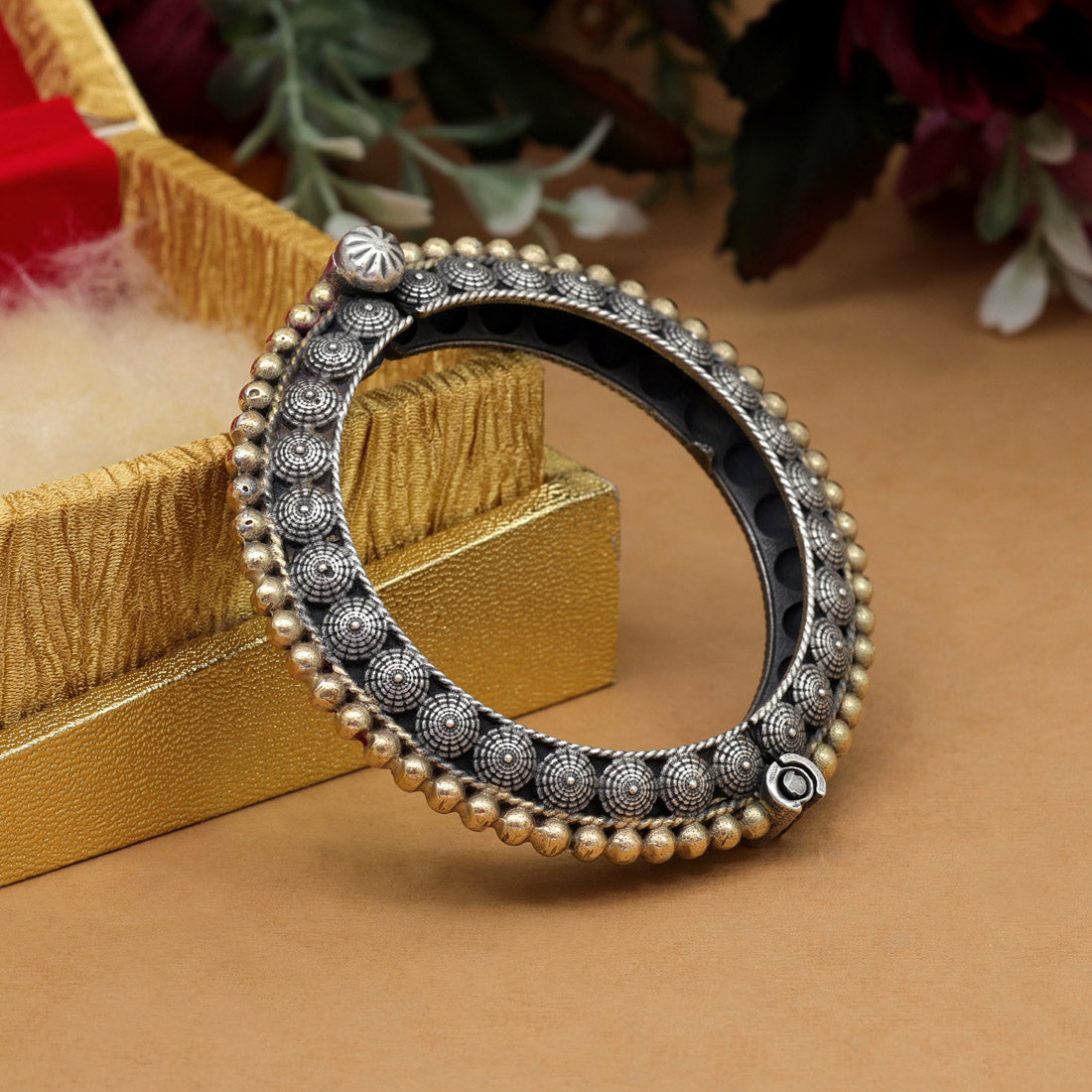 Gold & Silver Color Dual Tone Oxidised Bracelet (GSB365GS)