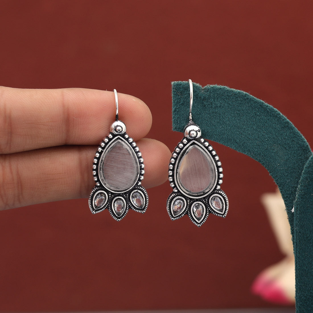 Assorted Color 5 Pairs Of Oxidised Earrings (GSE1204CMB)