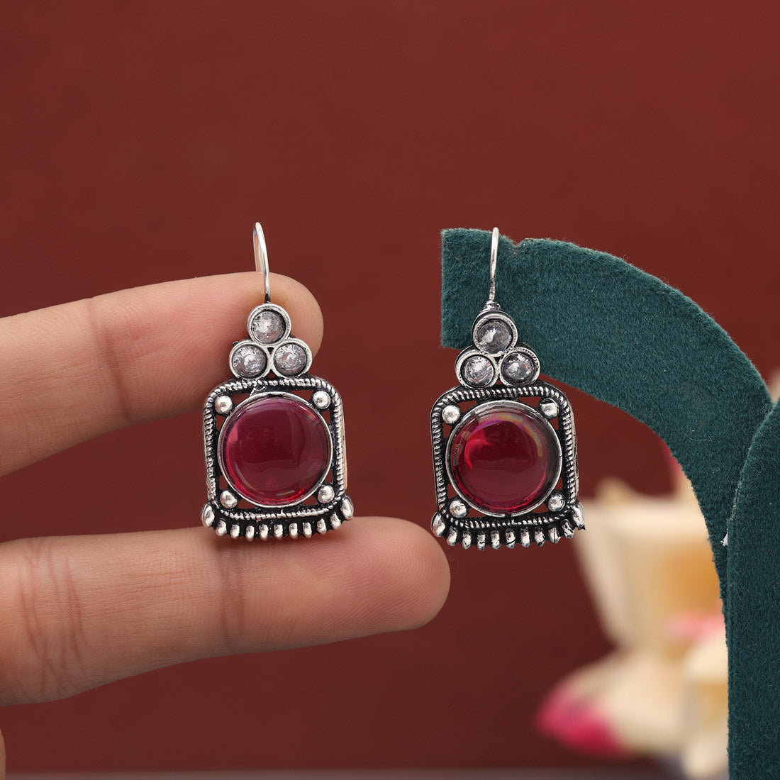 Assorted Color 5 Pairs Of Oxidised Earrings (GSE1205CMB)